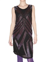 CHRISTOPHE SAUVAT - BEADED GEORGETTE DRESS - BLACK/PURPLE