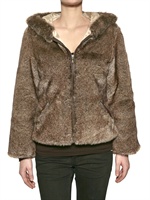 TOUFFE DE POILS - HOODED BOMBER HARE ECO FUR COAT