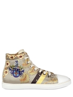 ALOUETTE - FLOWER PRINT CALFSKIN & SATIN SNEAKERS
