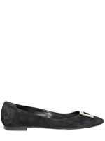 ROGER VIVIER - SUEDE SQUARE BUCKLED BALLERINA FLATS