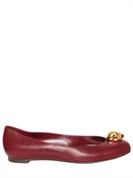 ALEXANDER MCQUEEN - GOLD METAL SKULL LEATHER FLATS