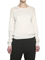 NINA RICCI - LACE AND CASHMERE KNIT SWEATER
