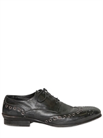 JOHN RICHMOND - EYELET STUDS CALFSKIN LACE-UP SHOES