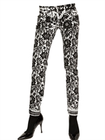 DOLCE & GABBANA - LACE PRINTED DENIM STRETCH JEANS