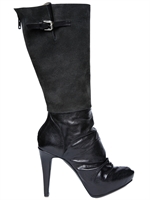 RAPARO - 110MM SUEDE AND SHINY CALFSKIN BOOTS - BLACK