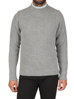 JIL SANDER - CONTRASTING COLLAR RIBBED KNIT SWEATER