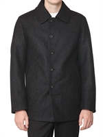 JIL SANDER - TWEED MELTON AND NYLON REVERSIBLE COAT