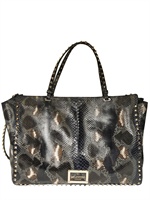 VALENTINO - ROCKSTUDS PYTHON TOTE
