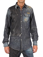 DSQUARED - CAMICIA CON TOPPA DI PELLE VESTIBILITA' SLIM FIT