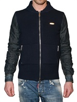 DSQUARED - WOOL KNIT AND DENIM CARDIGAN SWEATER