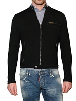 DSQUARED - STRETCH KNIT WOOL BIKER SWEATER