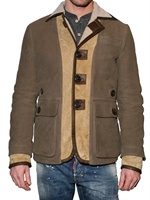 DSQUARED - SHEARLING MIX SUEDE LEATHER JACKET