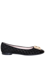 SALVATORE FERRAGAMO - SUEDE LASERED LOGO BALLERINA FLATS
