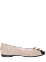 SALVATORE FERRAGAMO - SUEDE LASERED LOGO BALLERINA FLATS