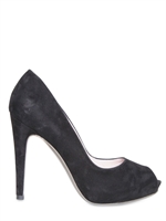 SALVATORE FERRAGAMO - 110MM SUEDE PEEP TOE PUMPS