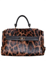SALVATORE FERRAGAMO - SOFIA MEDIUM PONYFELL EFFEKT HANDTASCHE - LEOPARD