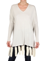 HOTEL PARTICULIER - MINK TAIL HEM WOOL CASHMERE KNIT SWEATER - ICE