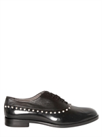 GIACOMORELLI - STUDDED PIPING CALFSKIN LACE-UP SHOES