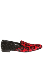 GIACOMORELLI - LEOPARD DRUCK PFERDEHAAR & NIETEN MOKASSINS
