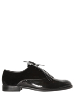 GIACOMORELLI - CALFSKIN AND VELVET FRINGED LACE-UP SHOE