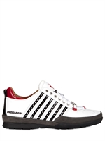 DSQUARED - PATENT STRIPED CALFSKIN SNEAKERS