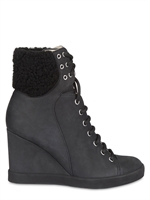 SEE BY CHLOE' - 80MM SUEDE  ECO FUR CUFF WEDGES