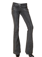 BALMAIN - WAXED FUSTAIN BOOT CUT JEANS