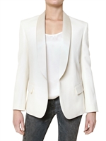 BALMAIN - SILK SATIN COLLAR WOOL CREPE JACKET