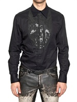 TOM REBL - CAMICIA DI POPELINE CON PAILLETTES E PLASTRON
