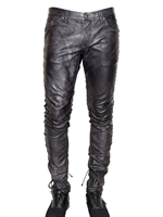 TOM REBL - JEANS CON STRINGHE LATERALI IN ECOPELLE