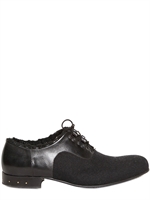 TOM REBL - SHEARLING, WOOL FELT & CALFSKIN LACE-UP