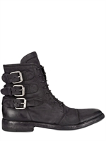 BB BRUNO BORDESE WASHED - STIVALI DI PELLE CERATA CON FIBBIE