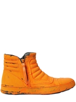 BB BRUNO BORDESE WASHED - SNEAKERS FLUO DI DENIM E PELLE