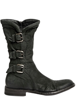 BB BRUNO BORDESE WASHED - STIVALI DI PELLE CERATA CON FIBBIA