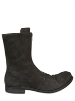 A DICIANNOVEVENTITRE - FRONT ZIPPED CALF CRUST BOOTS - BLACK