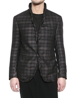 FRANCK BOCLET - WIRE PIPING CHECKED WOOL CANVAS JACKET