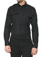 GIVENCHY - LOGO BADGE WOOL BLEND FLANNEL SHIRT