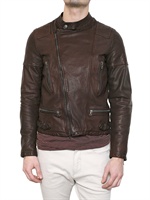 NEIL BARRETT - WASHED HORSESKIN LEATHER BIKER JACKET