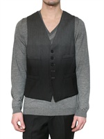 NEIL BARRETT - DEGRADE' HERRINGBONE WOOL VEST - GREY