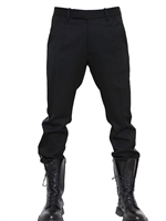 BALMAIN - GROSGRAIN STRIPED WOOL CANVAS TROUSERS