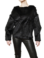JEAN-PIERRE BRAGANZA - STRIPED RABBIT ON NAPPA LEATHER SWEATER