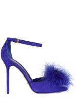 SERGIO ROSSI - 105MM MINK AND SUEDE ANKLE STRAP SANDALS