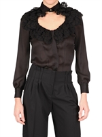 FRANCESCO SCOGNAMIGLIO - RUFFLE SILK GEORGETTE SHIRT