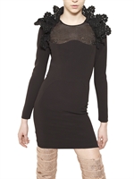 FRANCESCO SCOGNAMIGLIO - SWAROVSKI ON VISCOSE CREPE DRESS - BLACK