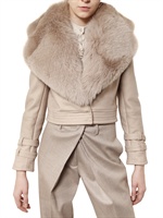FRANCESCO SCOGNAMIGLIO - FOX FUR COLLAR WOOL CLOTH JACKET