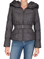 ADD - BELTED WIDE HOOD NYLON GLOSS DOWN JACKET