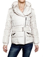 ADD - WIDE ROLLED HOOD NYLON GLOSS DOWN JACKET