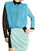 KRYSTOF STROZYNA - SILK GEORGETTE DRAPED ON SILK CREPE SHIR