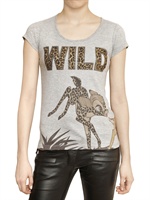 PHILIPP PLEIN - SWAROVSKI WILD BAMBI BAUMWOLL JERSEY T-SHIRT