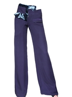 MICHAEL VAN DER HAM - VELVET TRIM SILK CREPE TROUSERS - NAVY